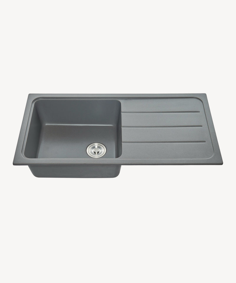 Evier de cuisine simple 1000 mm - gris ciment - Galanthus