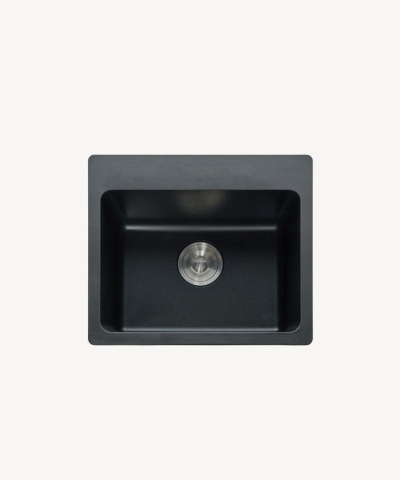 Evier de cuisine simple 500 mm - granit noir mat - Alto