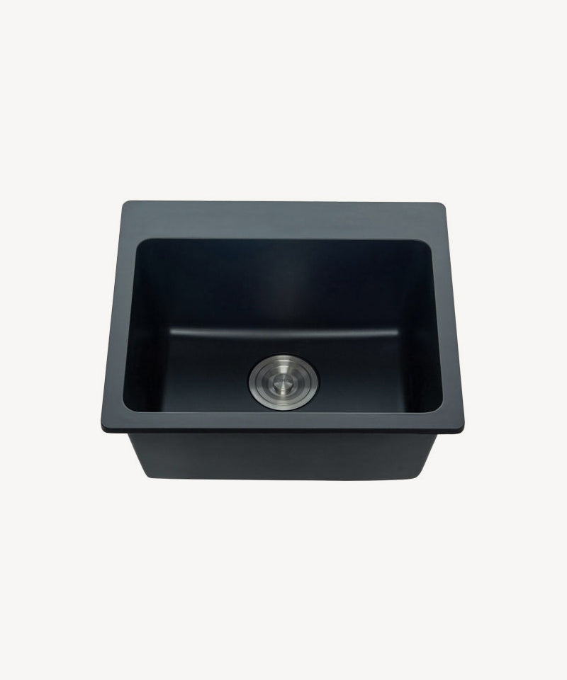 Evier de cuisine simple 500 mm - granit noir mat - Alto