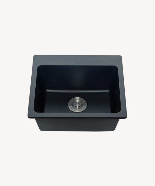 Evier de cuisine simple 500 mm - granit noir mat - Alto