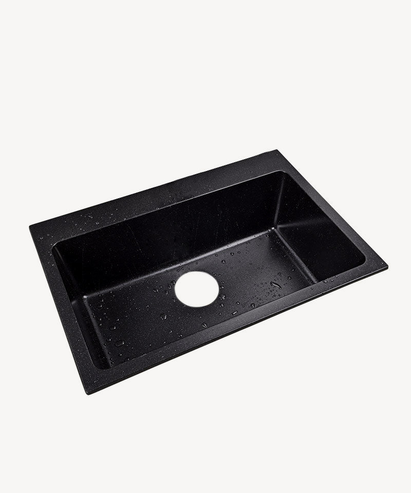 Evier de cuisine simple 680 mm - granit noir mat - Lotus