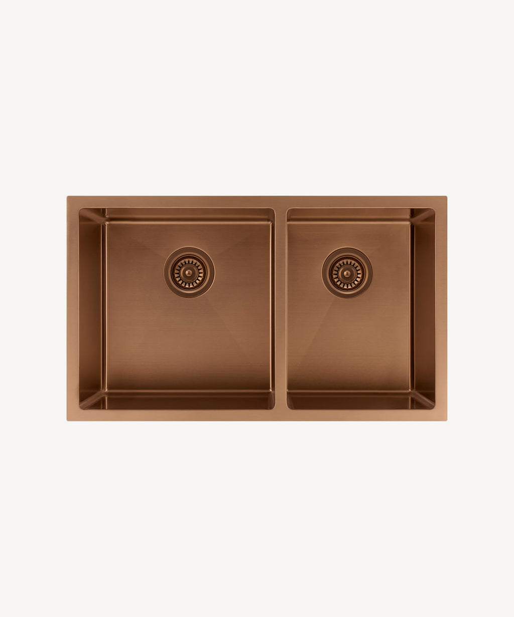 Évier de cuisine double 760 mm - cuivre brossé - Jaboty