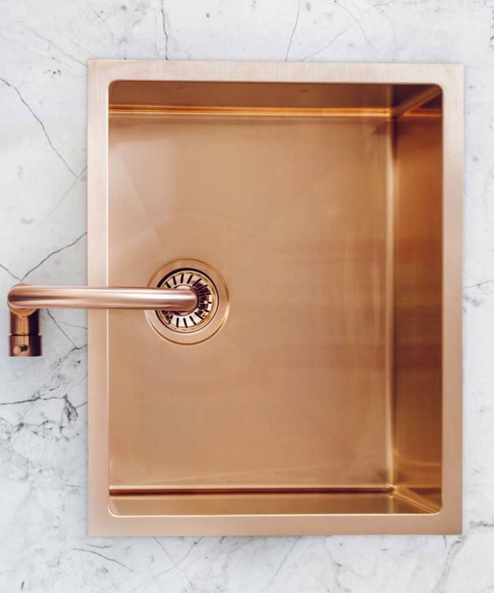Évier de cuisine simple 550 mm - cuivre brossé - Ohia