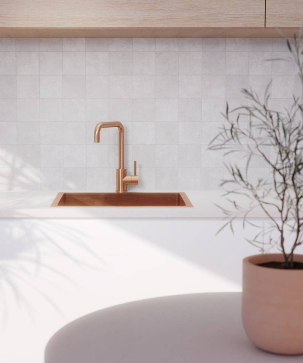 Évier de cuisine simple 550 mm - cuivre brossé - Ohia