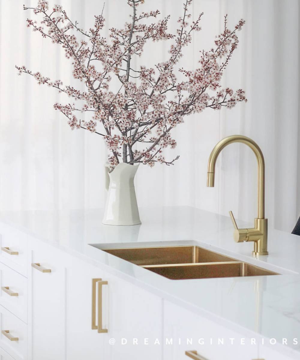 Évier de cuisine double 855 mm - laiton brossé - Tilia