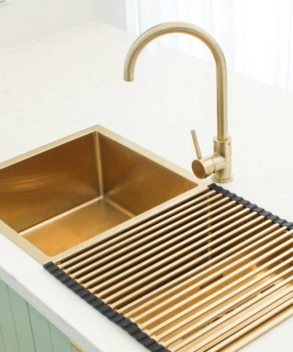 Évier de cuisine double 855 mm - laiton brossé - Tilia