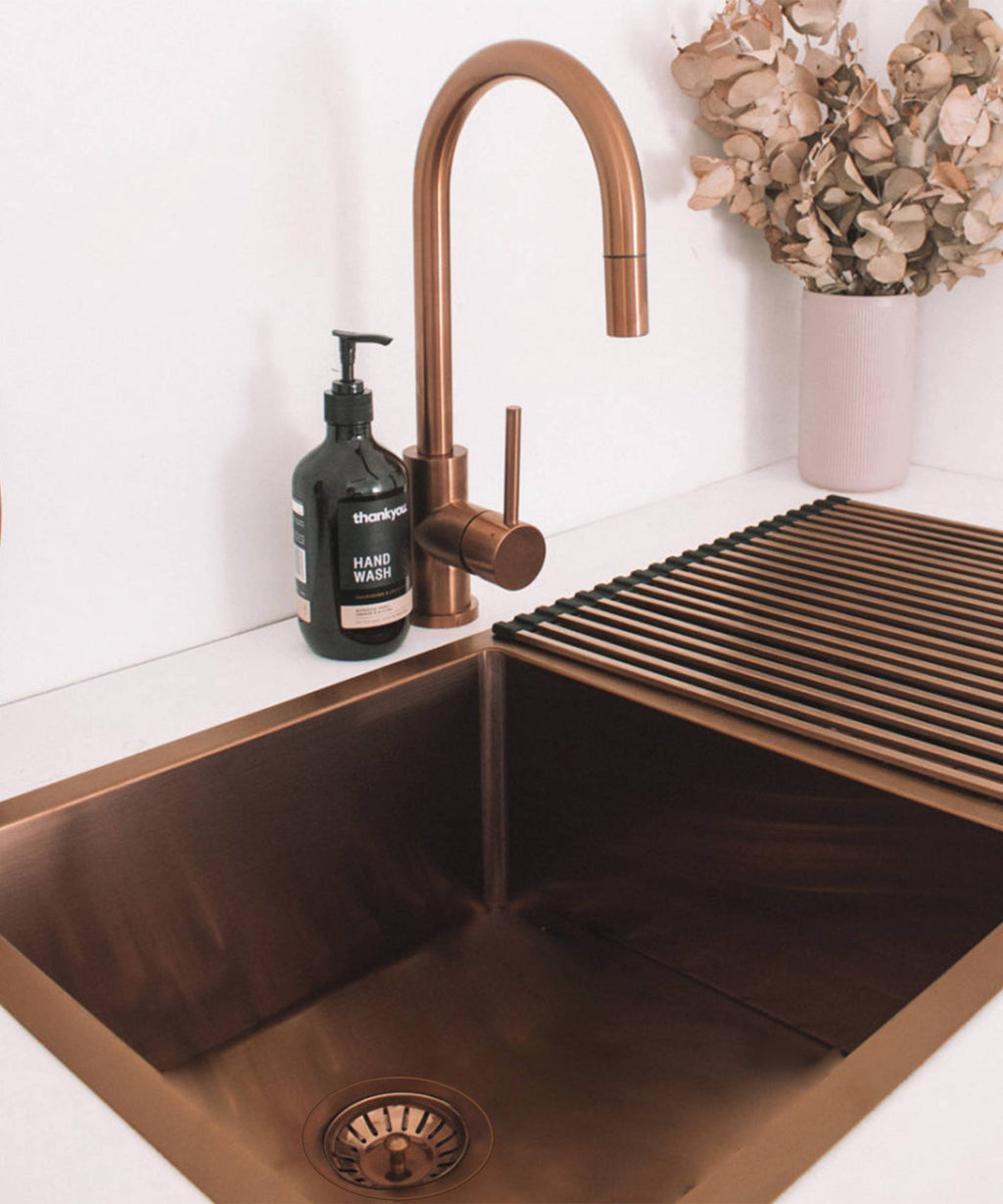 Évier de cuisine double 855 mm - cuivre brossé - Tilia