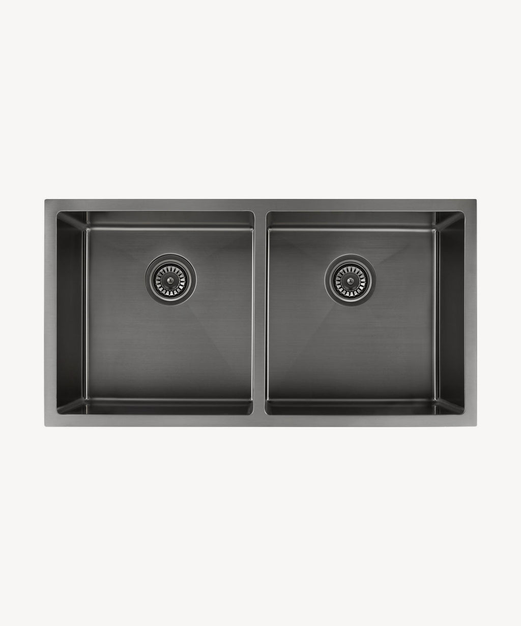 Évier de cuisine double 855 mm - gun metal brossé - Tilia