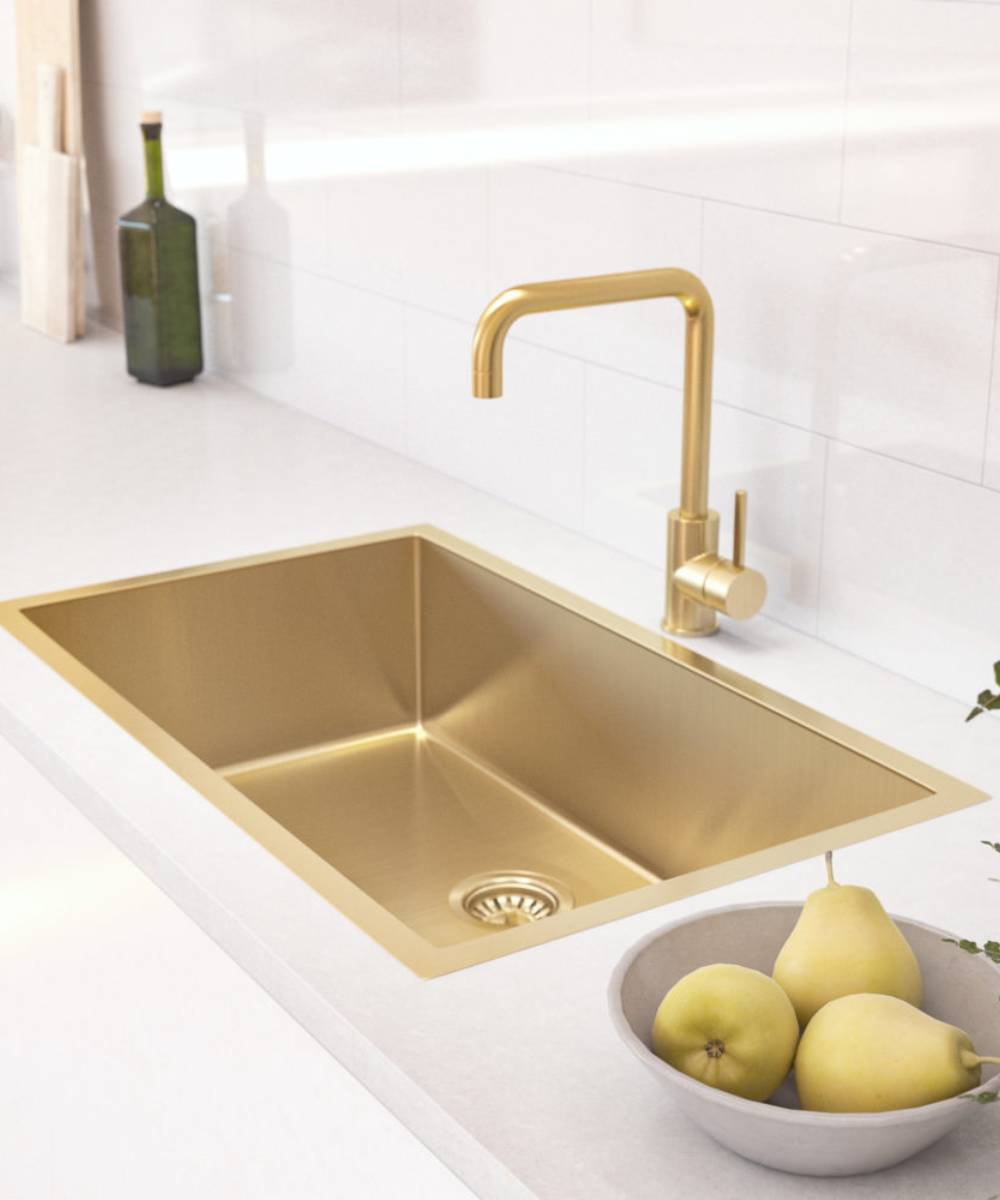 Évier simple 750 mm - laiton brossé - Hiba