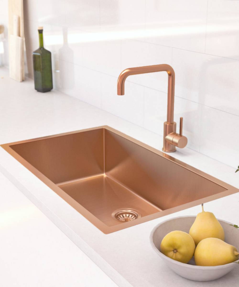 Évier simple 750 mm - cuivre brossé - Hiba