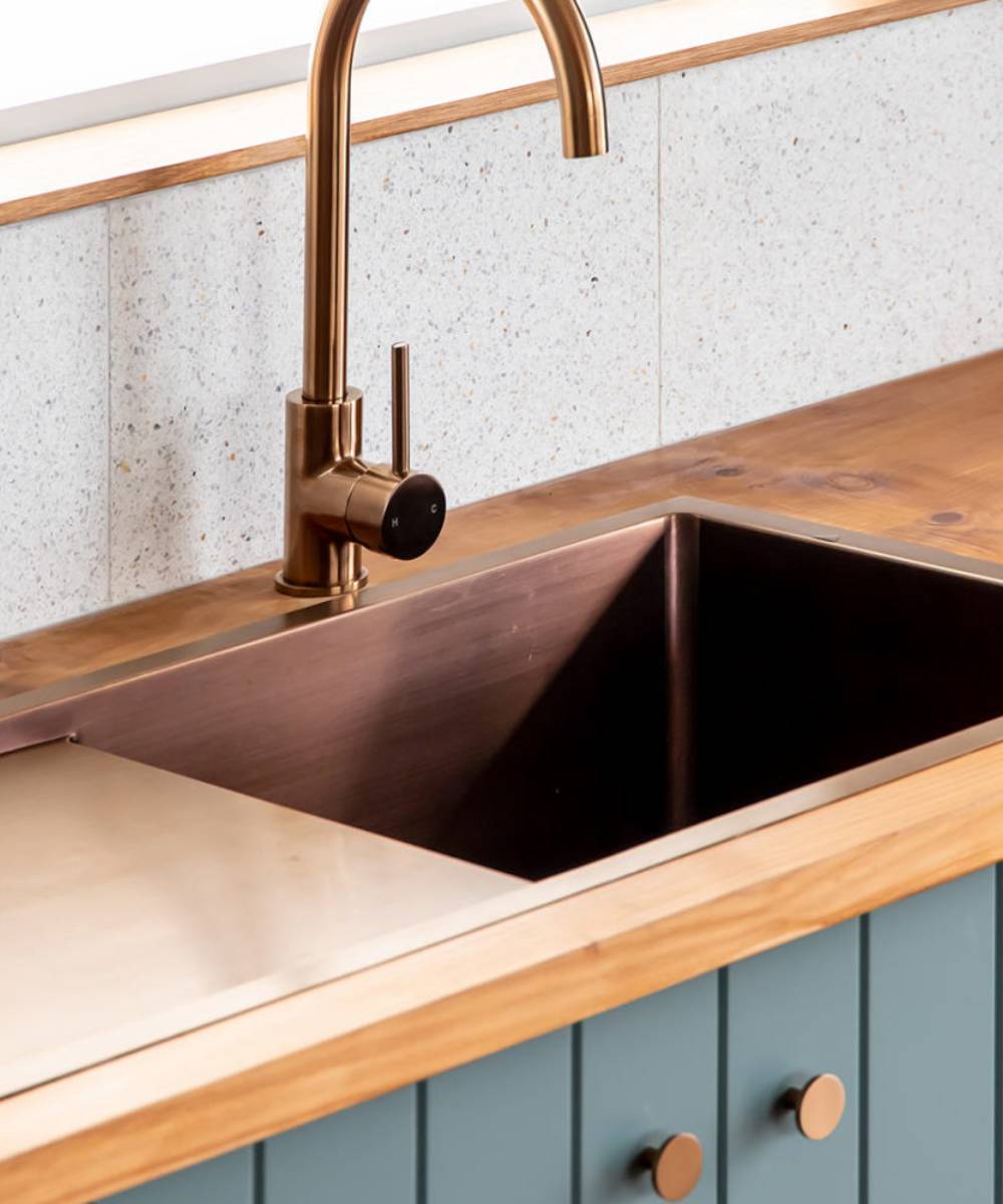 Évier de cuisine simple 880 mm - cuivre brossé - Limba