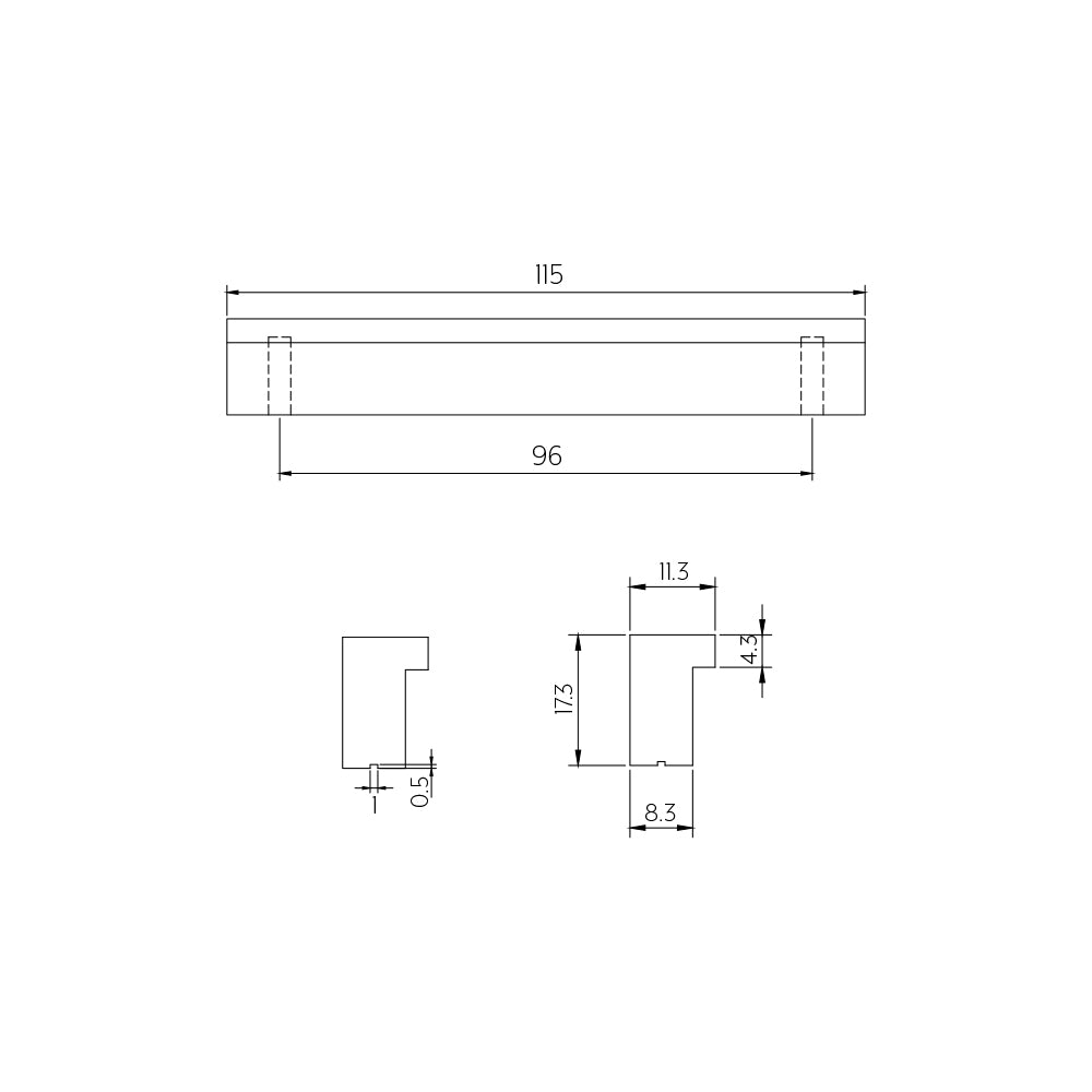 Poignée de meuble de cuisine 115 mm - noir mat - Nigelle
