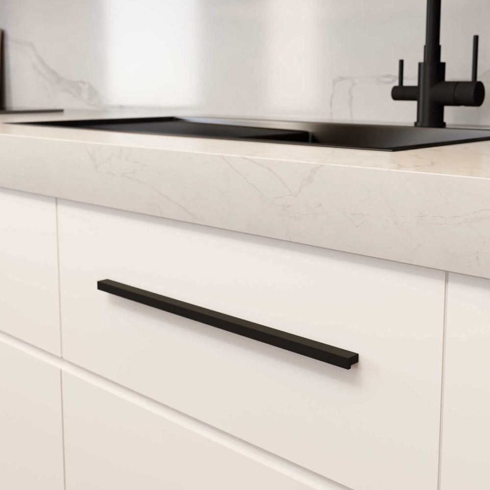 Poignée de meuble de cuisine 400 mm - noir mat - Nigelle