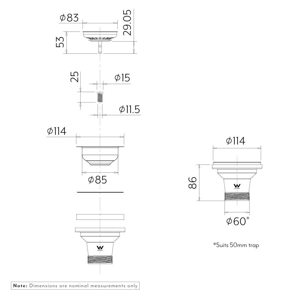 Bonde d'évier - laiton brossé
