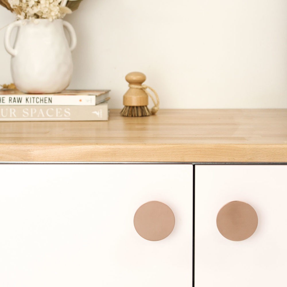 Bouton de meuble de cuisine rond 60 mm cuivre brossé